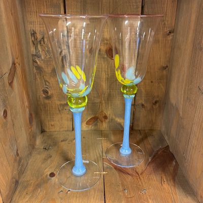 Vinglass klar,med blomster